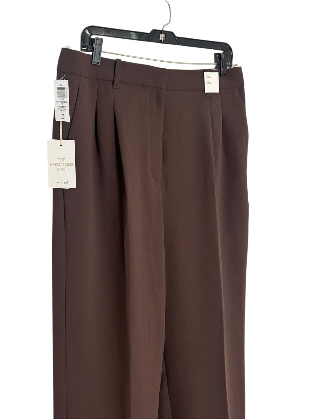 Aritzia Wilfred The Effortless Pant High Rise Wide Leg Rich Mocha Brown NWT 12 - Picture 2 of 7